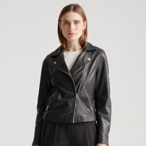Quince 100% Washed Leather Biker Jacket, Medium